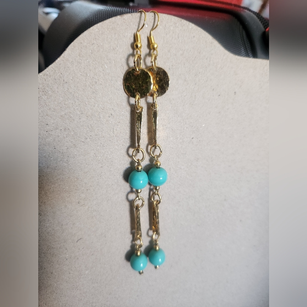 4 5" Gold Tone Hook Long Beaded Dangle Earrings Tony Alexander Jewelry